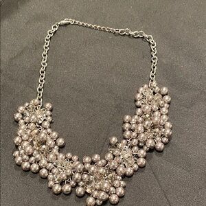 Silver Pearl Cluster Necklace